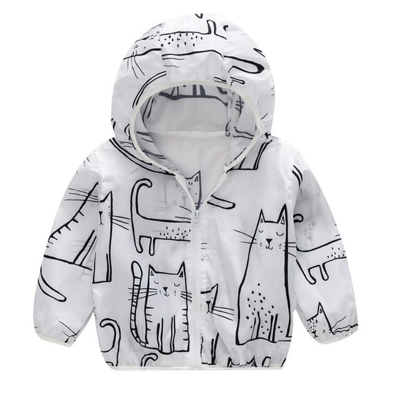 XQYLOS Baby UV 𝐏rotection Outwear Toddler Boys Girls Lightweight Breathable Zipper Hooded Sun Jacket 2025 Summer Coat