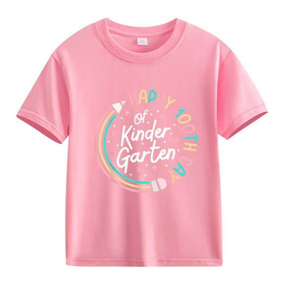 XQYLOS Big Girls' Floral Print Short Sleeve Blouse For Summer 100th Day Of School Celebration For Girls And Boys Kids T Shirts Fun Colorful Numbers