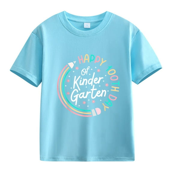 XQYLOS Big Girls' Floral Print Short Sleeve Blouse For Summer 100th Day Of School Celebration For Girls And Boys Kids T Shirts Fun Colorful Numbers