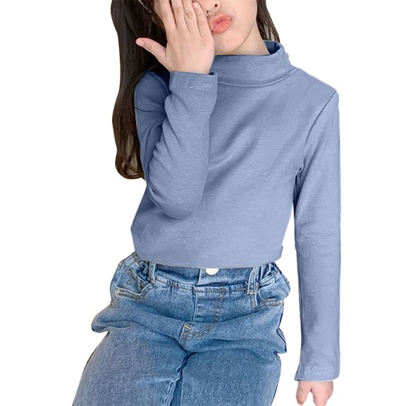 XQYLOS Boys And Girls Long Sleeve Bottoming Shirt Pullover Toddler T-Shirts Cotton Kids Spring Autumn Thermal Turtleneck Solid Tops Girls' Thin Half Turtleneck Undershirt For Spring