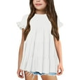 thumbnail image 1 of XQYLOS Boys And Girls Simple T-Shirt Toddler Girls T Shirts Ruffle Short Sleeve Round Neck Loose Blouse Summer Solid Color Casual Girl Tee Tops, 1 of 3