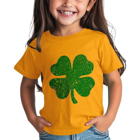 XQYLOS Boys Girls St-Patricks Day Shirt Graphic Tee Comfortable Fit Daily Wear Green Holiday Themed Top for Kids Fun Casual Apparel Ages 1-15 Years
