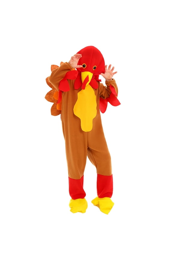 Boys Girls Thanksgiving Turkey Jumpsuit with Hat, Long Sleeve Fleece Romper Jumpsuit for Fall Holiday Warm Outfit Toddler Baby