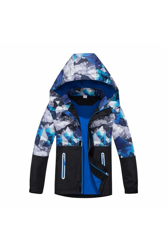 Boys Jacket Raincoat Waterproof Zipper Hooded Graphic Rain Coat Kids Windbreak Lightweight Trendy Spring Outwear