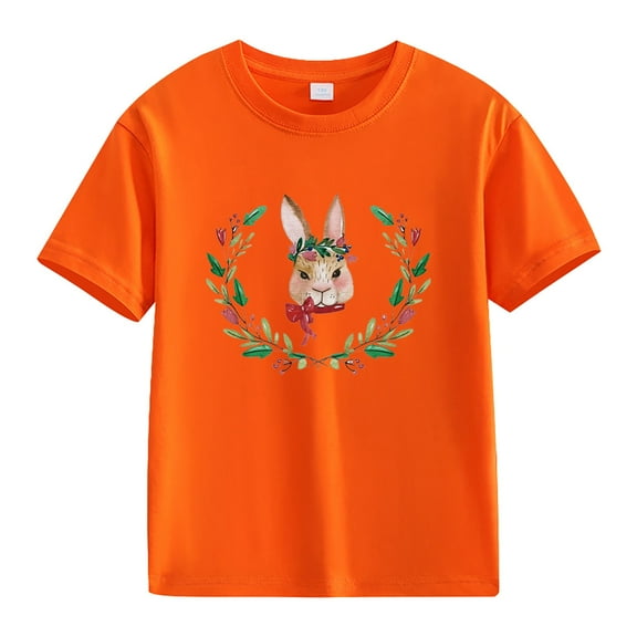 XQYLOS Bunny Graphics Short Sleeve Shirt Spring And Autumn New Fashionable Cute Print Comfortable Version Of The Girls Printed T Shirt