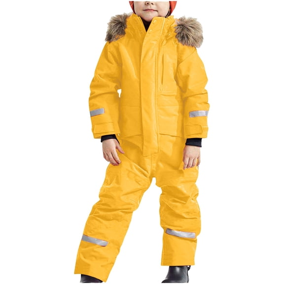 XQYLOS C𝗁ildren’s Boys Snowsuit Ski Suit Thermal Overall Winter Warm Windproof Ski Suit with Removable Hood Waterproo𝖿 Mud Suit Outdoor Softshell Insulated Snow Wear for Kids
