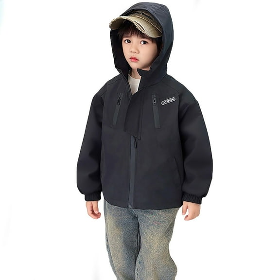 XQYLOS Children’s Loose Fit Trench Coat Solid Color Windbreaker Casual Jacket Versatile Top Outerwear, Lightweight Water Resistant Long Coat with Button Closure for Boys Girls