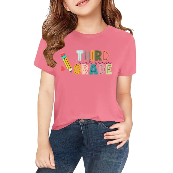 XQYLOS Children’s Round Neck T-Shirt Spring and Autumn Casual Fashion, School Season 2D Printing Short Sleeve Graphic Tee, Comfortable Kids Top, Lightweight Everyday Wear