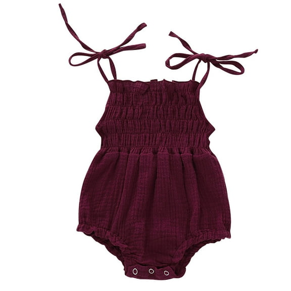 XQYLOS Clearence Baby Girls Linen Sleeveless Backless Romper Sling Jumpsuit Outfit Summer Casual Breathable Playwear