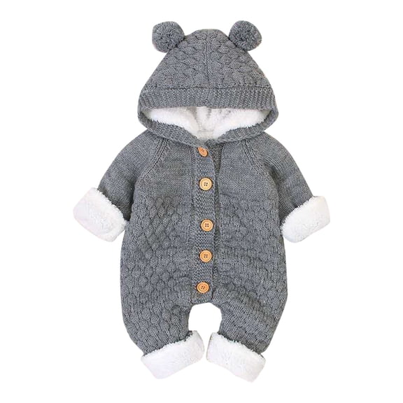 XQYLOS Clearence Kids Plush Knitted Climbing Suit Solid Color Buckle-Up Jumpsuit Autumn Winter Outdoor Birthday Playwear