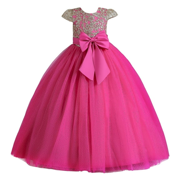 XQYLOS Clearence Summer Floral Princess Dress for Toddler Girls Sleeveless Party Outfit - Bowknot Detail Pageant Photo Shoot Holiday Birthday Performance Special Occasion Dress