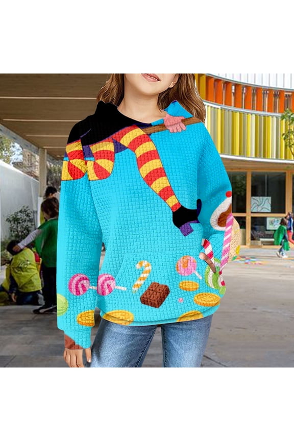 Cute Hoodies for Teen Girls Trendy Prep𝗉y Waf𝖿le Hooded Sweatshirts Oversized Long Sleeve Sweater Tween Girl Clothes Cozy Pullover Hoodie Warm Casual Sweatshirt Fall Winter Fashion