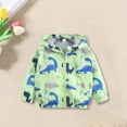 thumbnail image 1 of XQYLOS Dinosaur Graphic Raincoat for Toddler Boys, Cotton Lined Waterproof Jacket with Hood, Easy Zip Lightweight Windbreaker, 1 of 4