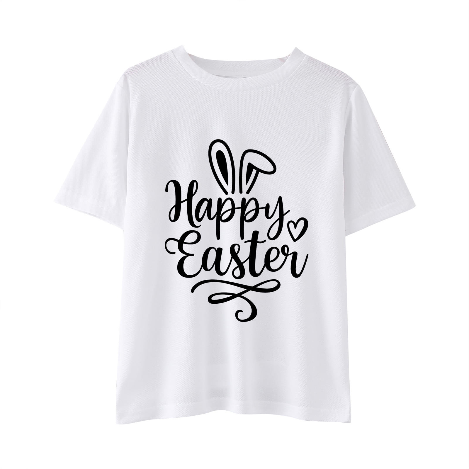 XQYLOS Easter Bunny Print Short Sleeve Shirt Little Girl'S Easter Bunny ...