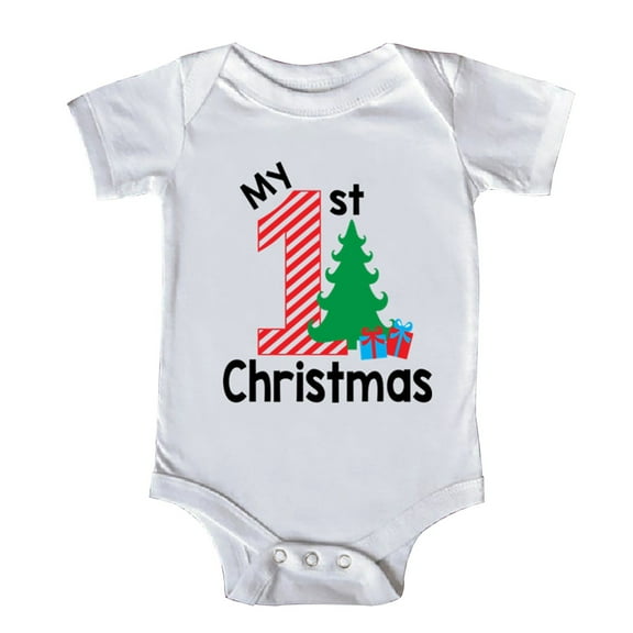XQYLOS First Christmas Baby Bodysuit Short Sleeve Jumpsuit Holiday Jumpsuit 0-24 Months Baby Clothes Gi𝖿t Set for Toddlers