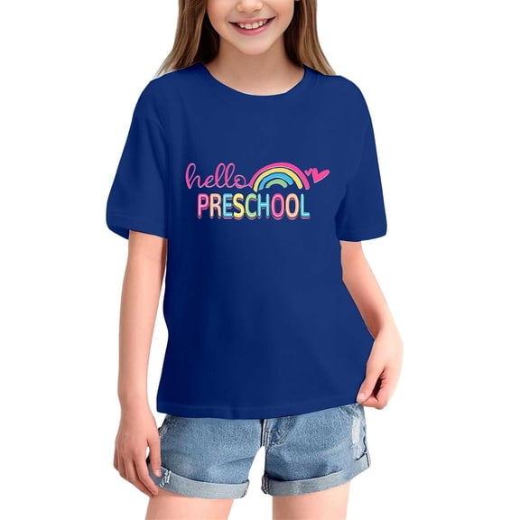 XQYLOS First Day of School Shirt for Girls and Boys Preschool to 5th Grade, Kids Graphic Tee Tops, Return to School T-Shirt, Cute Funny Kindergarten Elementary Children’s Shirt