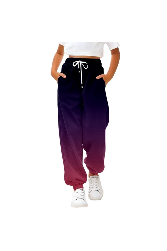Girls Athletic Joggers - 𝖣rawstring Waist Pockets Lightweight Cotton Sweatpants for Teen Girls Casual Activewear 3-14Y