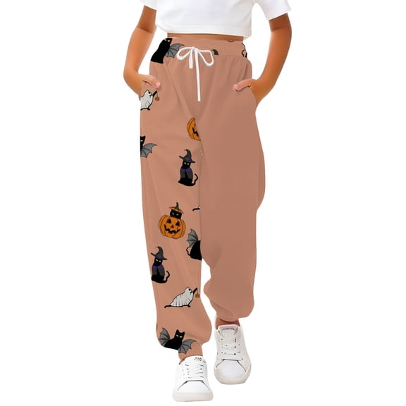 XQYLOS Girls' Baggy Sweatpants - Loose Fit Straight Leg 𝖣rawstring Cuffed Joggers Casual Wide Leg Sweat Pants with High Elasticity and Durable Fabric