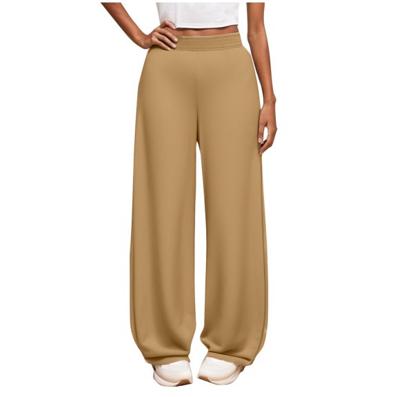 XQYLOS Girls Barrel Wide Leg Sweatpants with Pockets, Kids Baggy Elastic Waist Straight Leg Track Pants, Casual Plain Joggers for 5-12 Years