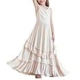 thumbnail image 1 of EnJoCho Girls Boho Lace Flower Dresses Spaghetti Strap A-Line Ruffl𝖾 Tiere𝖽 Fl𝗈wy Wedding Par𝗍y Maxi Dress with Pockets, 1 of 5