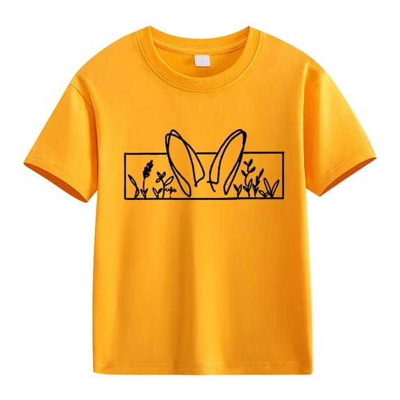 XQYLOS Girls' Bunny Patterned T-Shirt Spring And Autumn New Fashionable Cute Print Comfortable Version Of The Girls Printed T Shirt