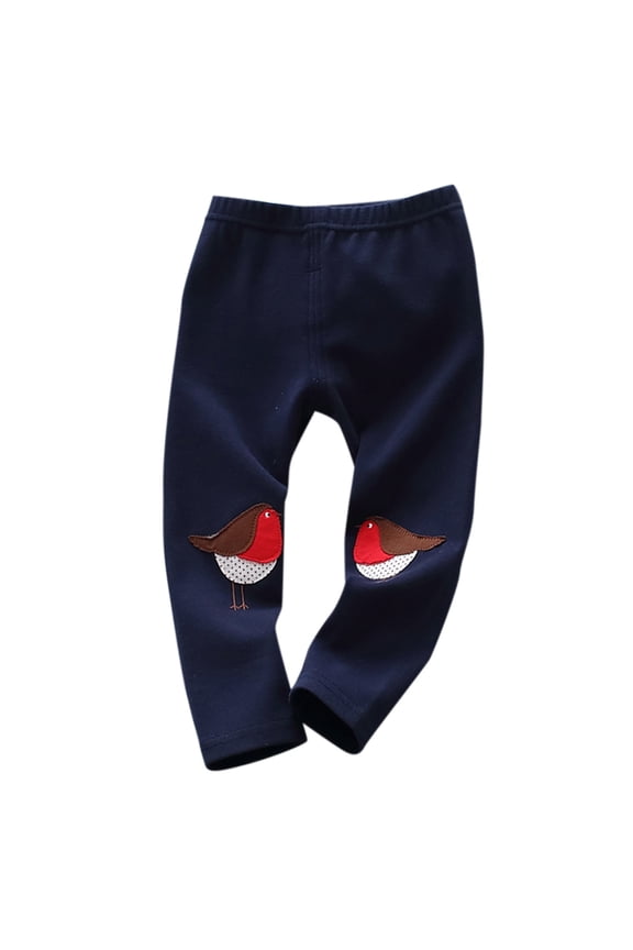 Girls Cartoon Animal Applique Leggings, Toddler Elastic Waist Stretchy Tights, Cute Playtime Pants for Kids 18M-6T, Soft Breathable Everyday Wear