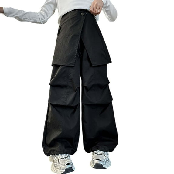 XQYLOS Girls Casual Overalls Spring Summer And Autumn New Models For Middle And Large Children Detachable Personality Wide Leg Pants Trendy And Loose Casual Overalls