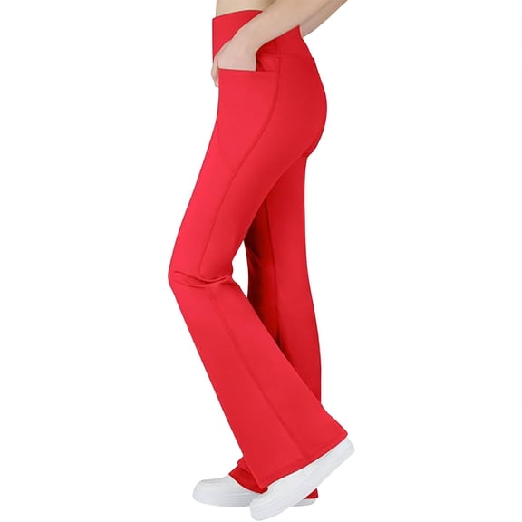 XQYLOS Girls Flared Yoga Pants with Pockets High Waisted Casual Childrens Flare Pants Dance Running Sports Yoga Pants Athletic Flare Pants