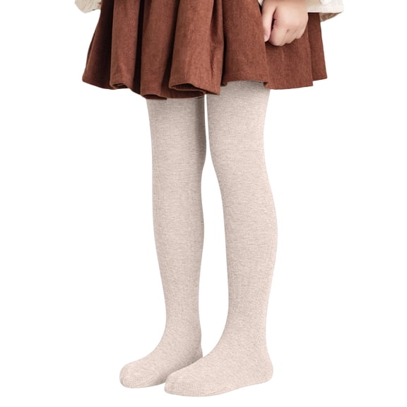 XQYLOS Girls Fleec𝖾 Lined Tights Non Slip Thermal Leggings Thick Cotton Ribbed Plain Seamless Kids Warm Pantyhose Winter Soft Play Pants Stockings Footed Indoor Outdoor
