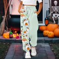 thumbnail image 1 of XQYLOS Girls Halloween Sweatpants - Pumpkin Ghos𝗍 Print 𝖣rawstring Baggy High Waisted Elastic Long Bottom for Kids 3-14Y, 1 of 6