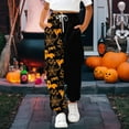 thumbnail image 1 of XQYLOS Girls Halloween Sweatpants - Pumpkin Ghos𝗍 Print 𝖣rawstring Baggy High Waisted Elastic Long Bottom for Kids 3-14Y, 1 of 6