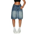 thumbnail image 1 of XQYLOS Girls Jean Shorts Cute Vintage Distressed Washed Denim for Teen, Straight Leg 𝖸𝟤𝗄 Streetwear Shorts 13-16Y Retro Fashion, 1 of 5