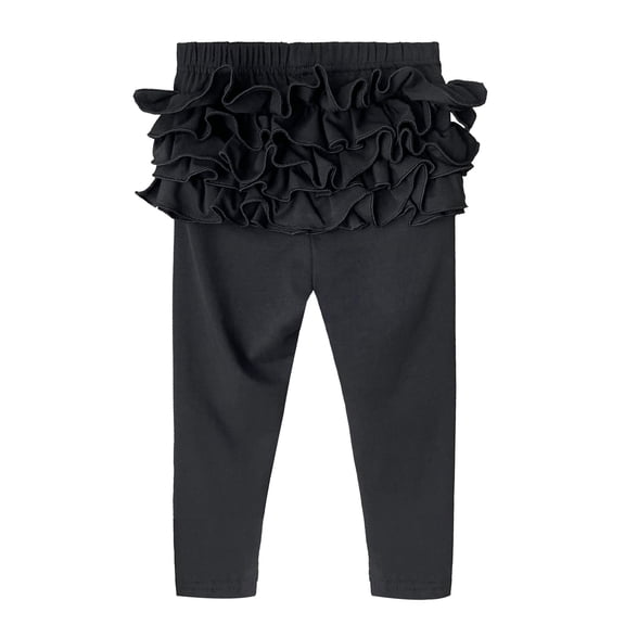 XQYLOS Girls Lace Trim Leggings Solid Color Winter Pants European Style Thermal Cotton Stretchy Playwear 0-7 Years