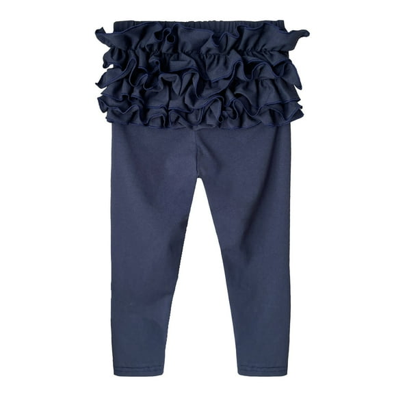 XQYLOS Girls Lace Trim Leggings Solid Color Winter Pants European Style Thermal Cotton Stretchy Playwear 0-7 Years