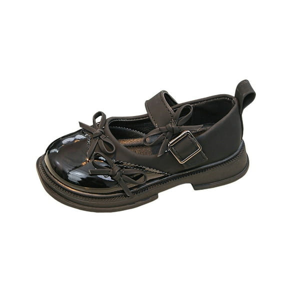 XQYLOS Girls Leather School Shoes for Big Kids, Soft Sole Performance Footwear for Spring/Fall, Breathable Black Casual Shoes with Flexible Outsole, Arch Support Design