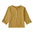 thumbnail image 1 of XQYLOS Girls Linen-Cotton Blend Shirt Loose Fit Button Down Collar Top with Pocket Lightweight Summer Blouse for Teens, 1 of 4