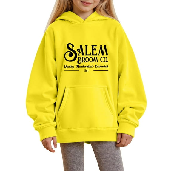 XQYLOS Girls Oversized Pullover Crewneck Sweatshirt Hoodies Long Sleeve Casual Halloween Letter Graphic Fashion Clothes for Kids Autumn Fall Loose