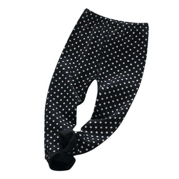 XQYLOS Girls Polka-Dot Flece -Lined Winter Leggings, Thick Thermal High Waist Pants, Toddler Soft Wool Knit Elastic Bottoms for Cold Weather
