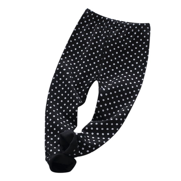 XQYLOS Girls Polka-Dot Flece -Lined Winter Leggings, Thick Thermal High Waist Pants, Toddler Soft Wool Knit Elastic Bottoms for Cold Weather