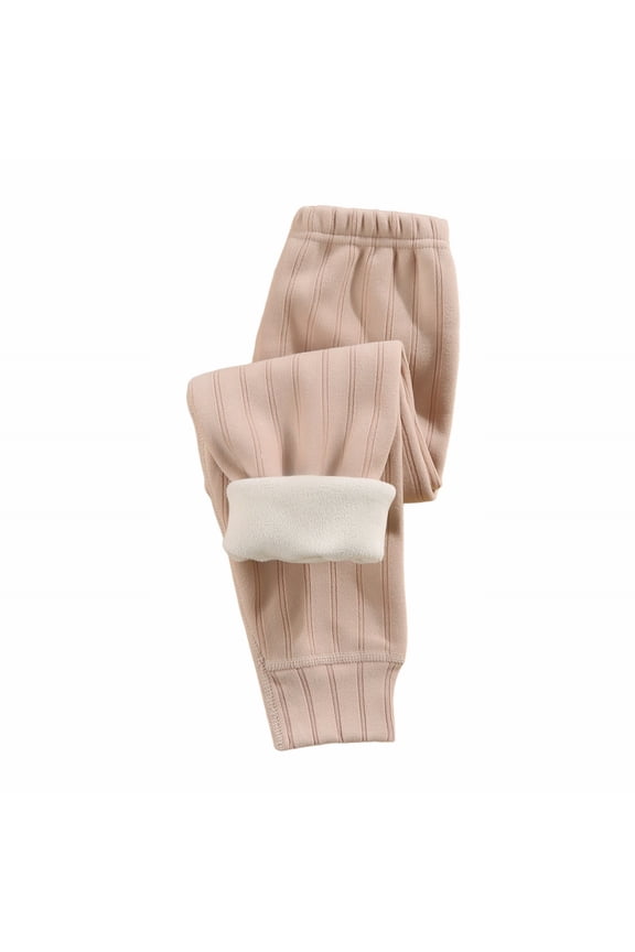 Girls Ribbed Thermal Leggings, Footless Sports Underpants Cuddly Jogging Bottoms for Autumn Spring, Thick Tights No Feet