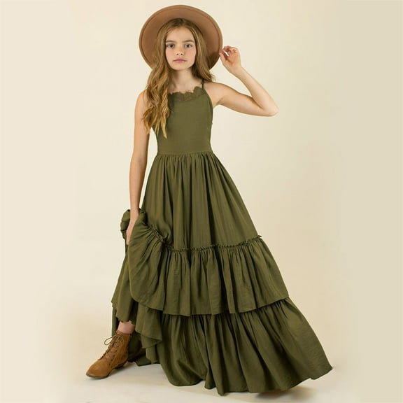 XQYLOS Girls Ruffle Sleeveless Princess Dress, Summer Casual Dress for Playdates, Outdoor Adventures & Daily Wear 2024