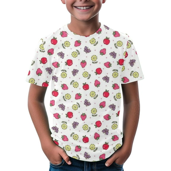 XQYLOS Girls Short Sleeve Crew Neck Casual Cute T-Shirt Daily Tops Basic Tee for Everyday Wear Youth Fashion Ages 3-14 Years Simple Style