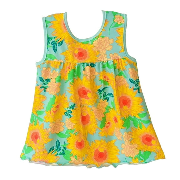 XQYLOS Girls Summer Cotton Vest Dress Lightweight Casual Skirt Set Breathable Sun Protection Outfit for Beach Playground Outings