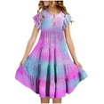 thumbnail image 1 of XQYLOS Girls Summer Dress Smocked Flutter Sleeve A-Line Sundress Casual Party Swing Beach Dress for Toddler to Teen, 1 of 4
