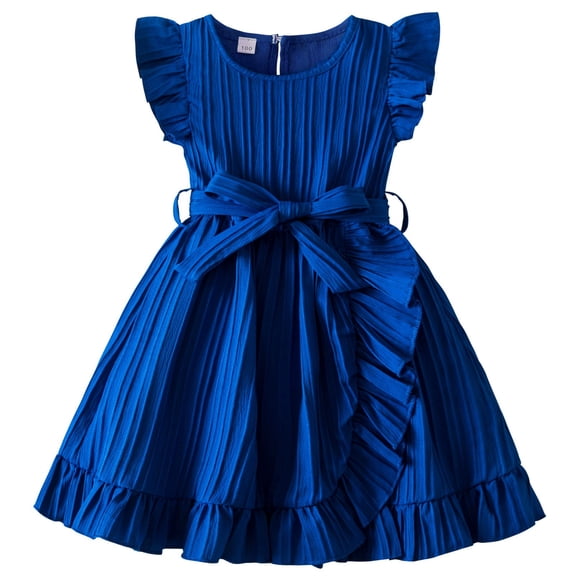 XQYLOS Girls Summer Princess Dress with Sweet Ruffle Details, Short Sleeve Comfort Casual Dress for Toddler Girls, Stretchy Fabric Party Outfit