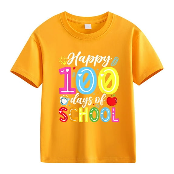 XQYLOS Girls' Summer-Themed Round Neck Graphic Top 100th Day Of School Celebration For Girls And Boys Kids T Shirts Fun Colorful Numbers
