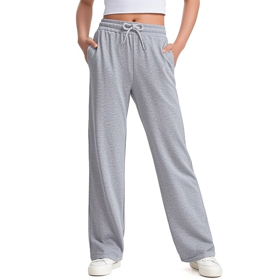 XQYLOS Girls Sweatpants Straight Leg French Joggers Baggy Style for Teen Size 4-14Y Comfortable Casual 𝖲tretch Fit Elastic Waist Modern Fashion Cozy Pocket Design