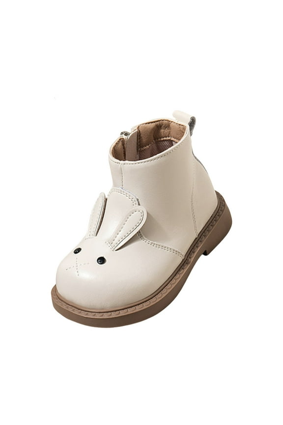 Girls Thick Cushioned Sole Boots - Round Toe Buckle Closure Non-Slip Flat Shoes for Spring Autumn Easter Outfits Arch Support Casual Everyday Footwear