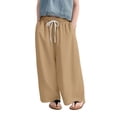thumbnail image 1 of XQYLOS Girls Wide Leg Casual Pants Side Slit D𝖱awstring Elastic Waist Flowy Track Pants Breathable 𝖲tretch 4-14 Years Lightweight Lounge, 1 of 6
