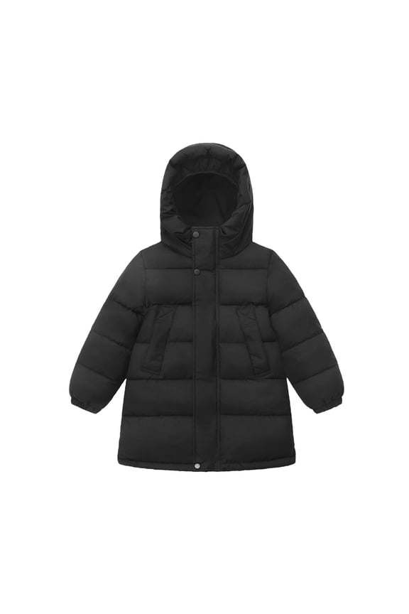 Girls Winter Coat Heavyweight Windproof Hooded Puffer Jacket Quilted Padded Warm Outerwear for Youth Fall Fashion Insulated Cold Protection